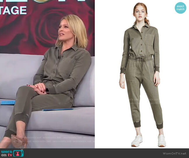 James Perse Mixed Media Jumpsuit worn by Sara Haines on Good Morning America