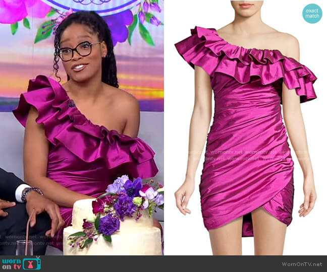 Jay Godfrey One-Shoulder Ruched Mini Dress worn by Keke Palmer on Good Morning America