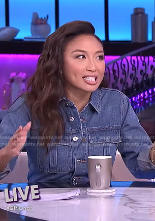 Jeannie’s denim belted jumpsuit on The Real