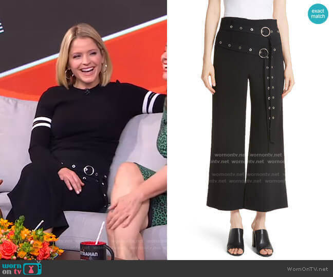 Cinq a Sept Jessi Double Belt Pants worn by Sara Haines on Good Morning America