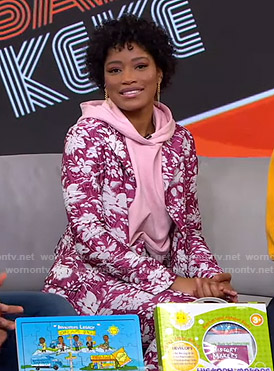 Keke’s pink floral suit on GMA Strahan Sara And Keke