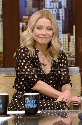 Kelly’s metallic heart print dress on Live with Kelly and Ryan
