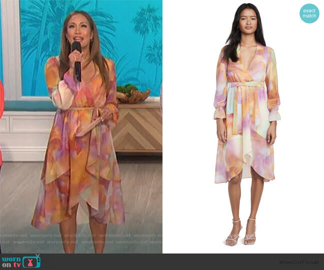 Kendall + Kylie Front Wrap Duster Dress worn by Carrie Inaba on The Talk