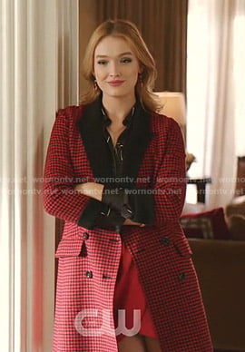 Kirby’s red check coat on Dynasty