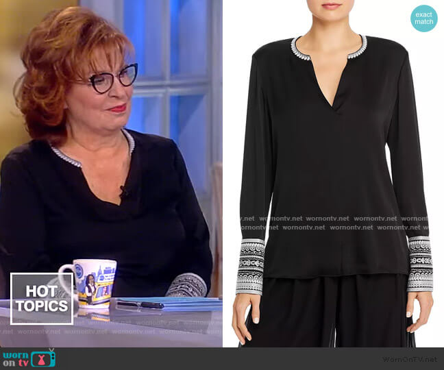 Kobi Halperin Jona Embroidered Silk-Stretch Blouse worn by Joy Behar on The View