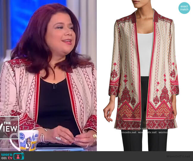 Kobi Halperin Lexy Embroidered Linen-Blend Coat worn by Ana Navarro on The View