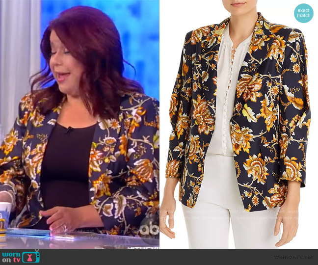 Kobi Halperin Maria Floral One-Button Silk Jacket worn by Ana Navarro on The View