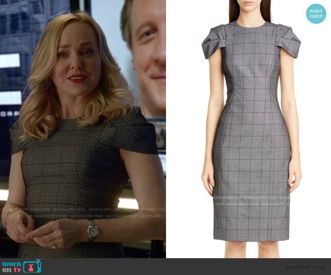 Jason Wu Collection Lace Overlay Glen Plaid Sheath Dress worn by Marissa Morgan (Geneva Carr) on Bull