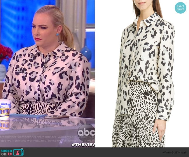 Lafayette 148 New York Scottie Spot Print Silk Shirt worn by Meghan McCain on The View