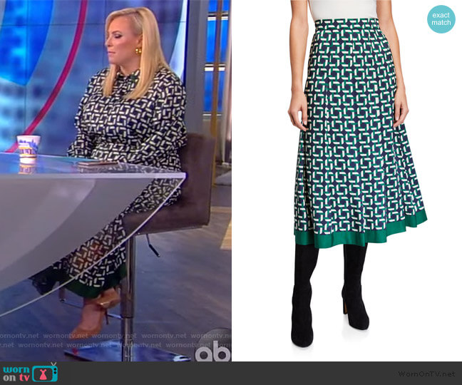 Lafayette 148 New York Fiona Geo Link Print Midi Skirt worn by Meghan McCain on The View
