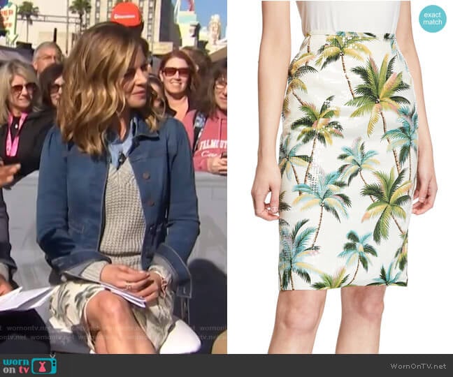 Le Superbe Hawaiian Shine Sequin Palm-Tree Pencil Skirt worn by Natalie Morales on Today