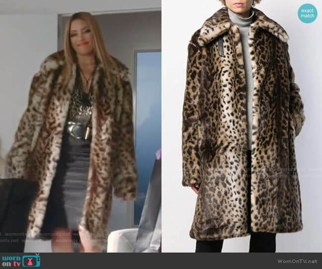 Rokh Leopard-Print Faux Fur Coat worn by Dominique Deveraux (Michael Michele) on Dynasty