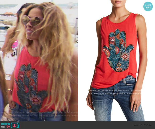 Lucky Brand Colorful Hamsa Hand Graphic Tank worn by Dolores Catania on The Real Housewives of New Jersey