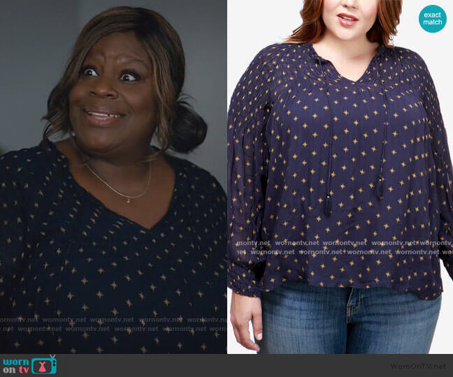Lucky Brand Plus Size Smocked Top worn by Ruby Hill (Retta) on Good Girls