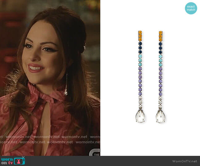 Lulu Frost Fortune Linear Drop Crystal Earrings worn by Fallon Carrington (Elizabeth Gillies) on Dynasty
