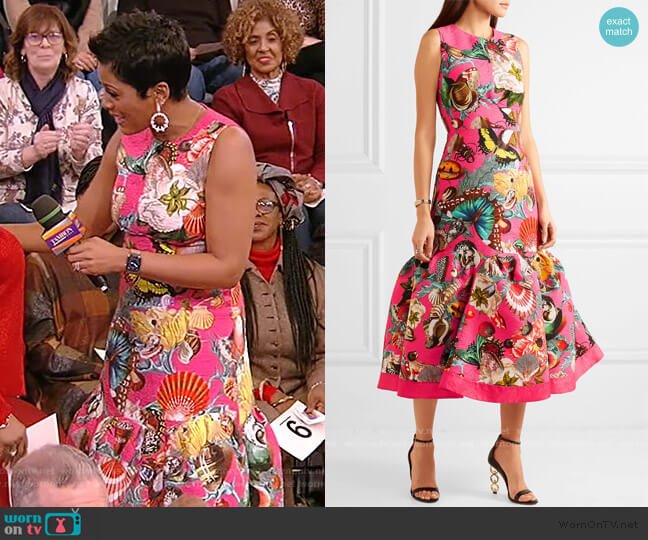 Mary Katrantzou Raven Midi Dress worn by Tamron Hall on Tamron Hall Show