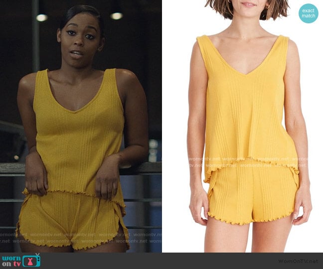 Madewell Ribbed Knit Pajama Tank Top worn by Anissa Pierce (Nafessa Williams) on Black Lightning