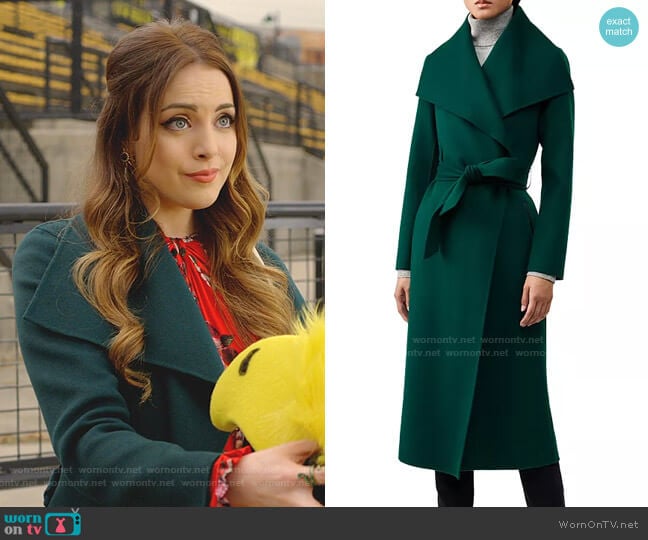 Mackage Mai Lightweight Wool Wrap Coat worn by Fallon Carrington (Elizabeth Gillies) on Dynasty