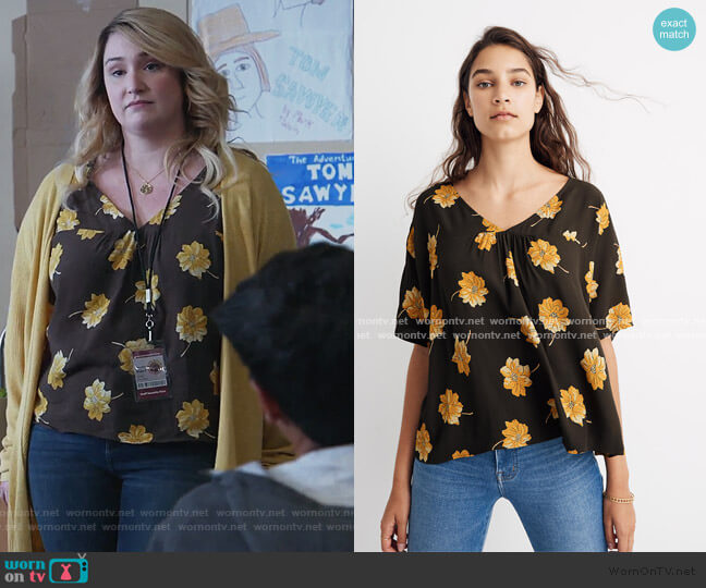 Madewell Rhyme Top in Fall Flowers worn by Davia (Emma Hunton) on Good Trouble