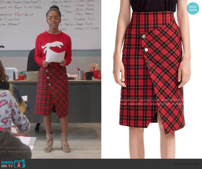 Maje Janty Plaid Skirt worn by Diane Johnson (Marsai Martin) on Black-ish