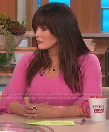 Marie’s pink tie sleeve sweater on The Talk