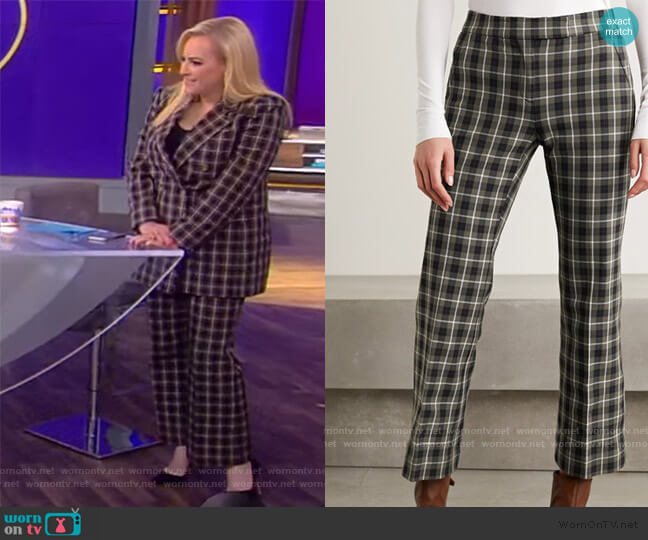 MICHAEL Michael Kors Cropped Checked Flared Pants worn by Meghan McCain on The View