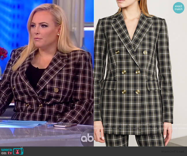 MICHAEL Michael Kors Double-breasted Checked Blazer worn by Meghan McCain on The View