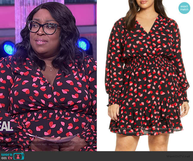 MICHAEL Michael Kors Falling Petals Smock Waist Long Sleeve Dress worn by Loni Love on The Real