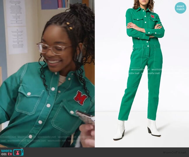 Mira Mikati Floral Embroidered Cotton Boiler Suit worn by Diane Johnson (Marsai Martin) on Black-ish