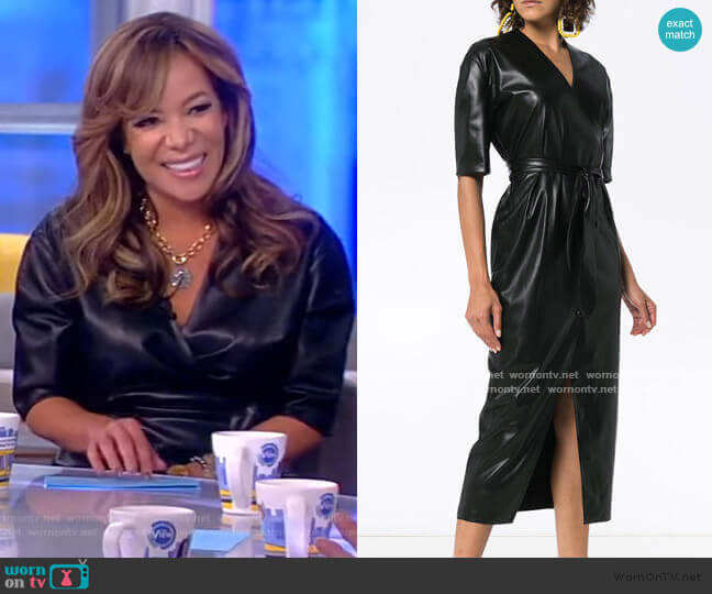 Nanushka Penelope V-neck wrap faux leather dress worn by Sunny Hostin on The View