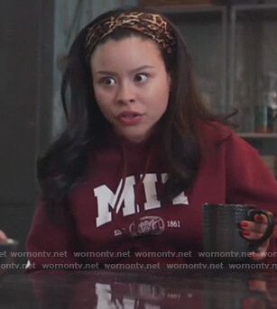 Mariana’s red MIT sweatshirt on Good Trouble