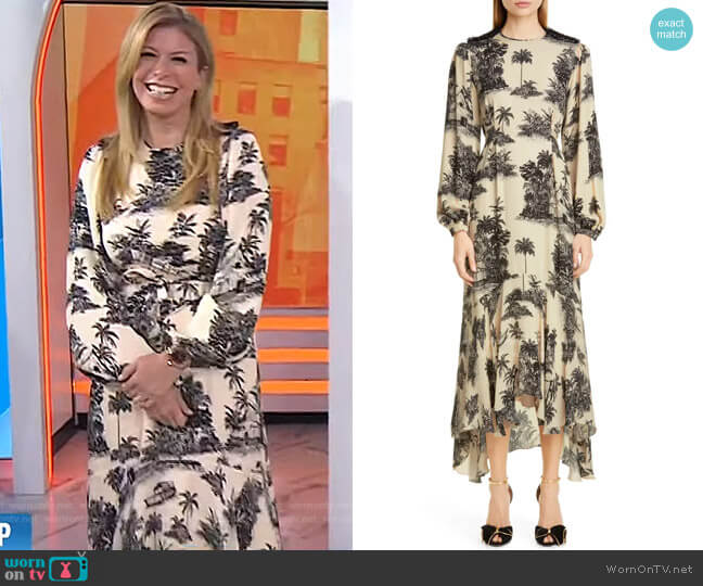 Johanna Ortiz Nostalgia Del Pasado Toile Palm Print Dress worn by Jill Martin on Today
