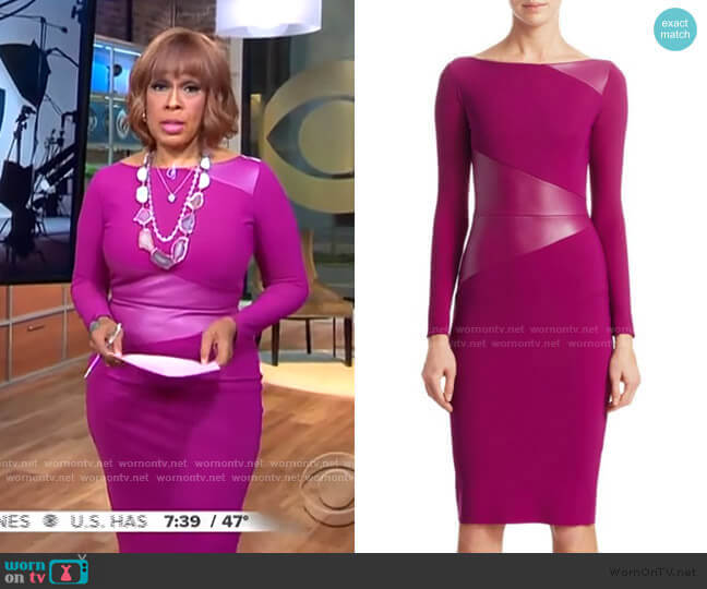 Chiara Boni La Petite Robe Off-The-Shoulder BodyCon Dress worn by Gayle King on CBS Mornings