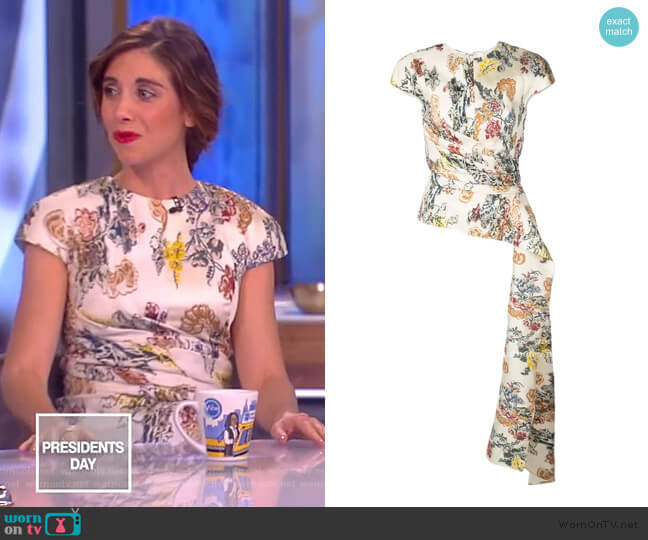 Oscar De La Renta Floral Fil Coupe Blouse