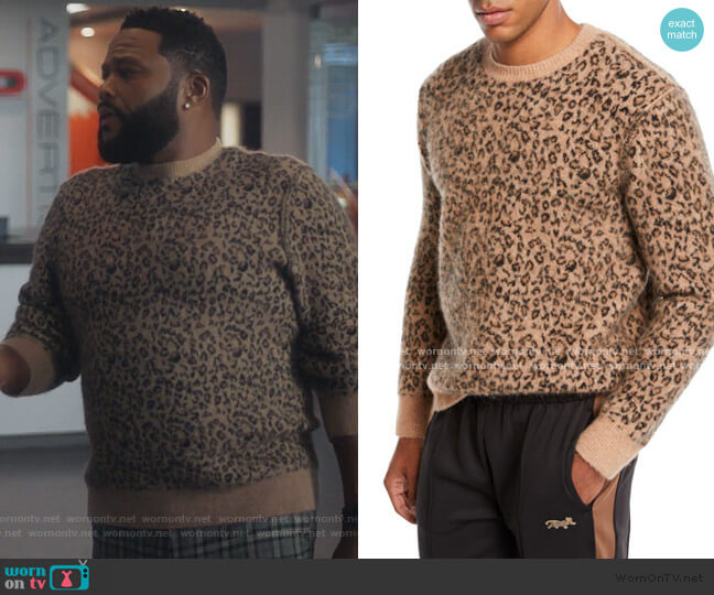 Ovadia Leopard Pattern Jacquard Crewneck Sweater