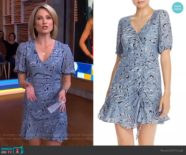 Parker Soliana Silk Blend Tiger-Stripe Dress worn by Amy Robach on Good Morning America