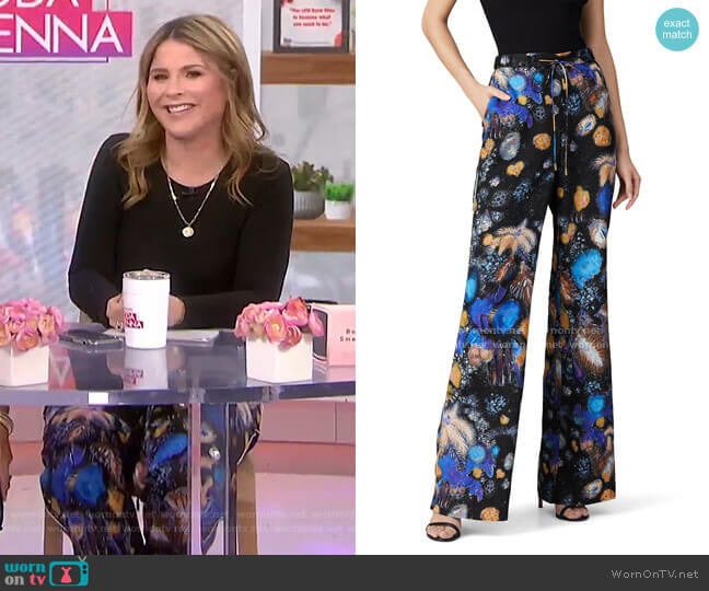 Peter Pilotto Fireworks Printed Twill Trousers worn by Jenna Bush Hager on Today