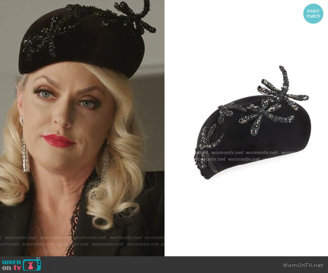 Philip Treacy Beret with Beaded Dragonflies worn by Alexis Carrington (Elaine Hendrix) on Dynasty