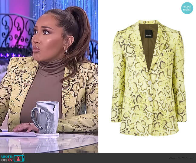 Pinko Snakeskin Effect Blazer worn by Adrienne Houghton on The Real
