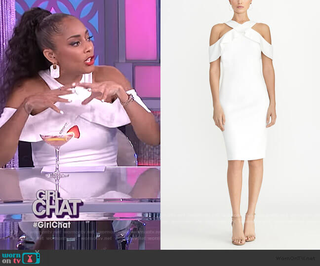 RACHEL Rachel Roy Cold Shoulder Ruffle Halter Dress worn by Amanda Seales on The Real