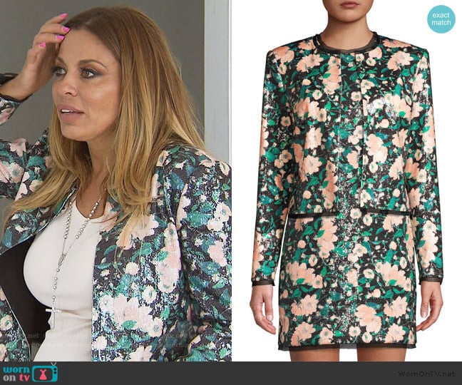 Rachel Zoe Abbie Sequin Floral Jacket worn by Dolores Catania on The Real Housewives of New Jersey
