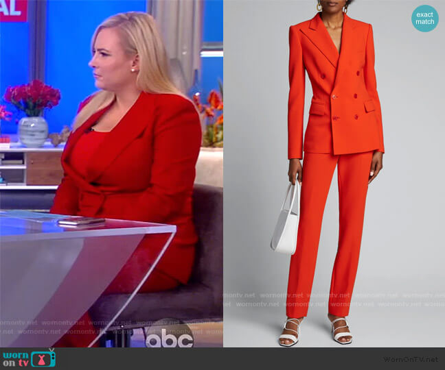 Ralph Lauren Camden Stretch-Wool Double-Breasted Jacket worn by Meghan McCain on The View