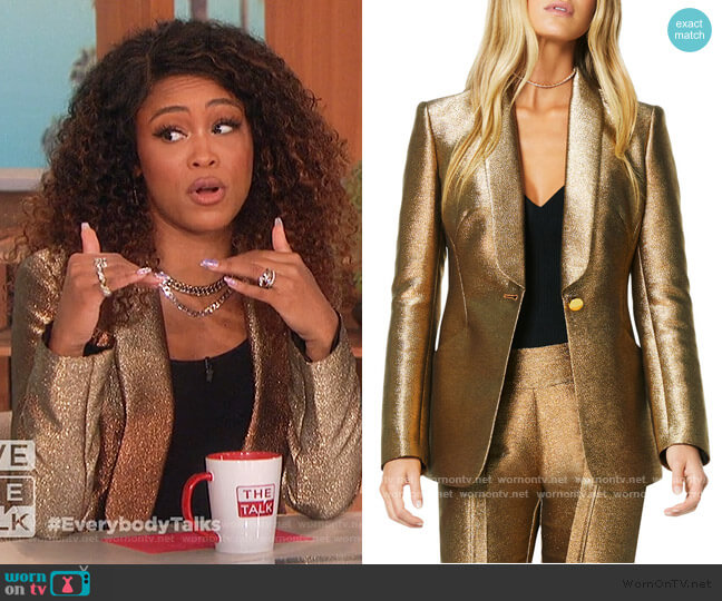 Ramy Brook Dahlia Metallic Blazer worn by Eve on The Talk