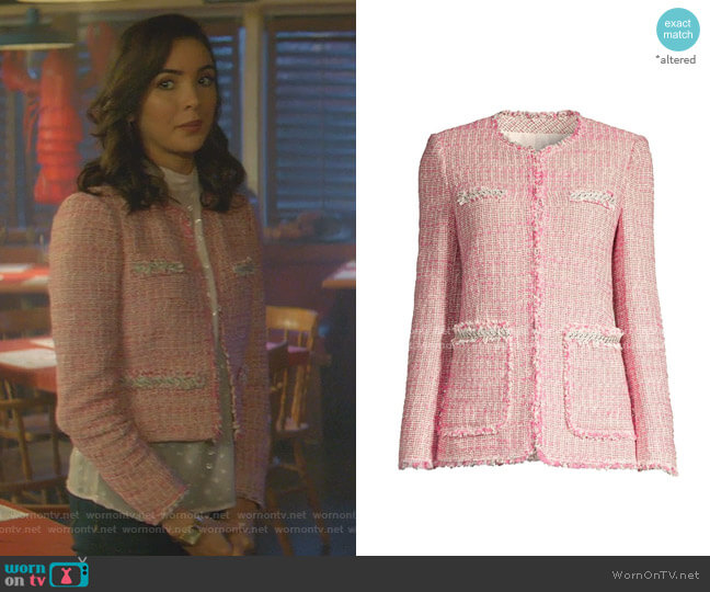 Rebecca Taylor Tonal Fringe Tweed Jacket worn by Bess (Maddison Jaizani) on Nancy Drew