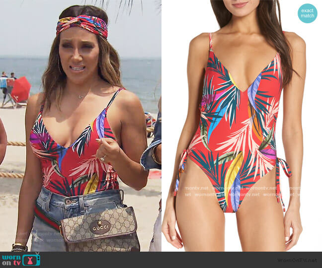 Red Carter Blondie One-Piece Swimsuit worn by Melissa Gorga on The Real Housewives of New Jersey