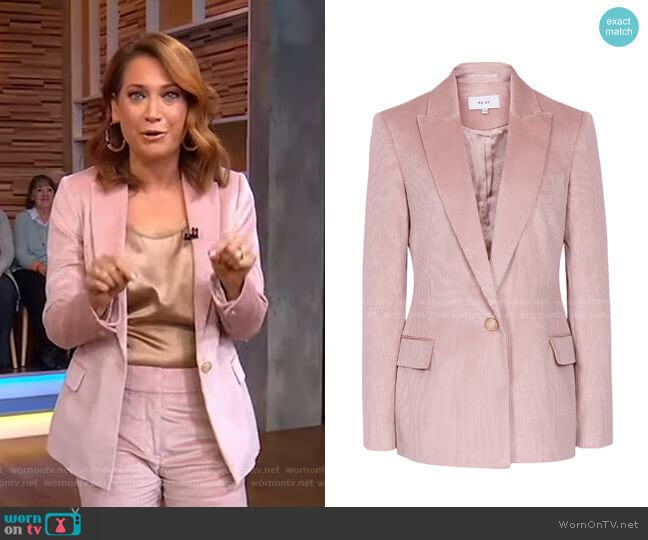 Reiss Carie Corduroy Tailored Jacket worn by Ginger Zee on Good Morning America