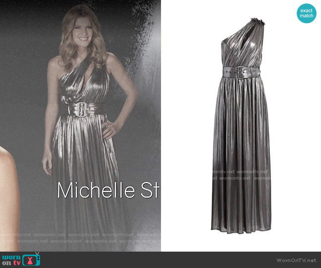 Retrofete Andrea Metallic Maxi Dress worn by Phyllis Summers (Michelle Stafford) on The Young and the Restless