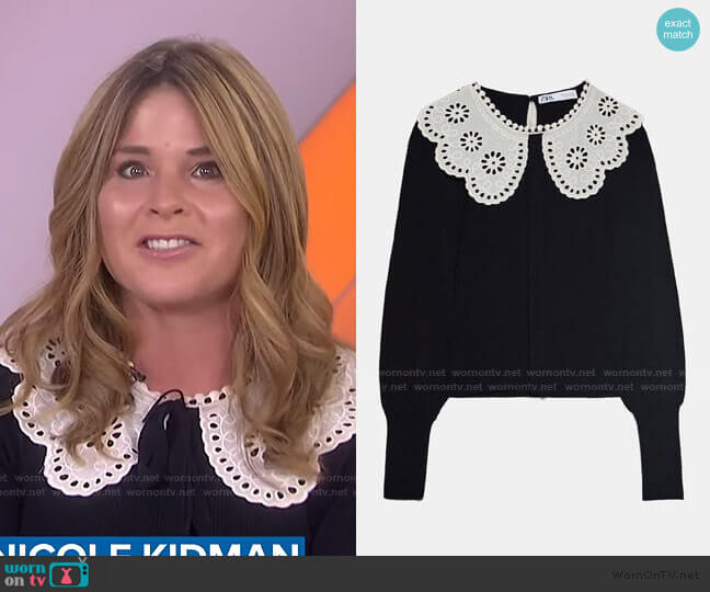 Zara Ribbed Contrasting Sweater worn by Jenna Bush Hager on Today