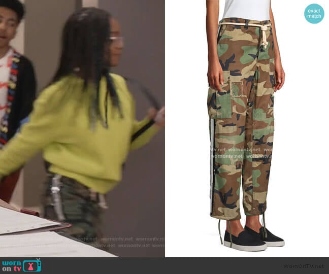 Riley Showboat Sequin Side Camo Pants worn by Diane Johnson (Marsai Martin) on Black-ish