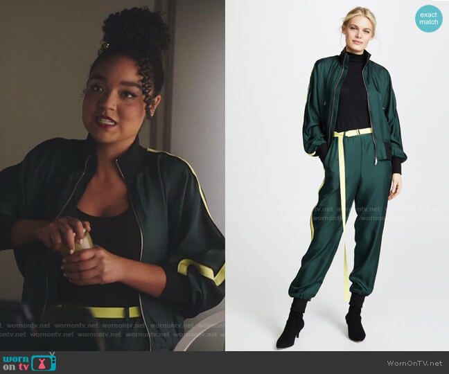 Robert Rodriguez Silk Track Jacket worn by Kat Edison (Aisha Dee) on The Bold Type
